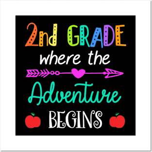 Womens 1st Day of School - 2nd Grade Adventure Begins Teachers Kids Posters and Art